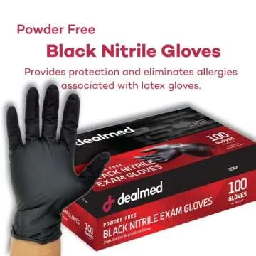 Durable Dealmed Black Nitrile Exam Gloves for Versatile Use