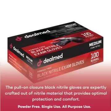 Durable Dealmed Black Nitrile Exam Gloves for Versatile Use