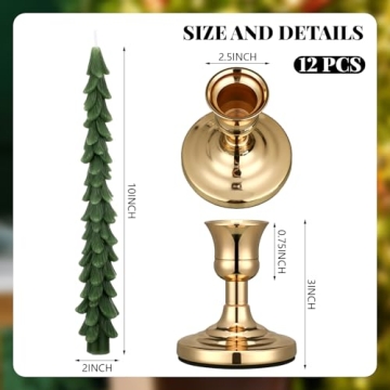 Conelist Christmas Tree Candles with Candle Holder Set