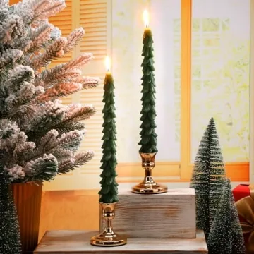 Conelist Christmas Tree Candles with Candle Holder Set