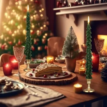 Conelist Christmas Tree Candles with Candle Holder Set