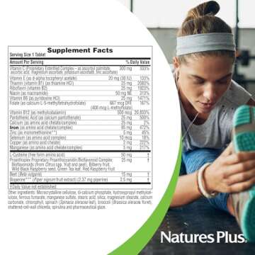 NaturesPlus Hema-Plex Iron - 30 Slow-Release Tablets, Pack of 6 - Total Blood Health - 85 mg Chelated Iron - with Vitamin C & Bioflavonoids - Non GMO, Vegetarian & Gluten Free - 180 Total Servings