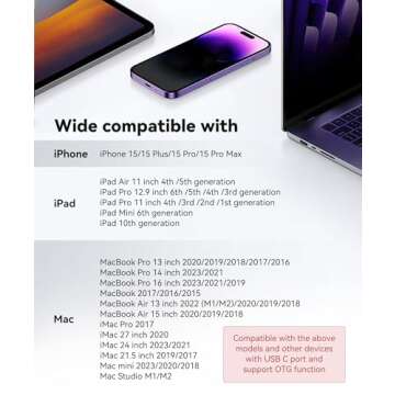 USB C SD Card Reader for iPhone 15 16/iPad/MacBook/Mac, xdgeLoad USB-C Type C SD Reader Supports SD and MicroSD Memory Card Adapter, Trail Camera Viewer Plug and Play - 2 Slots