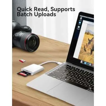 USB C SD Card Reader for iPhone 15 16/iPad/MacBook/Mac, xdgeLoad USB-C Type C SD Reader Supports SD and MicroSD Memory Card Adapter, Trail Camera Viewer Plug and Play - 2 Slots