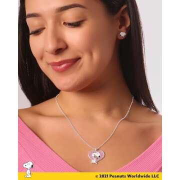 Snoopy Heart Necklace - Charming Silver Flash-Plated Jewelry