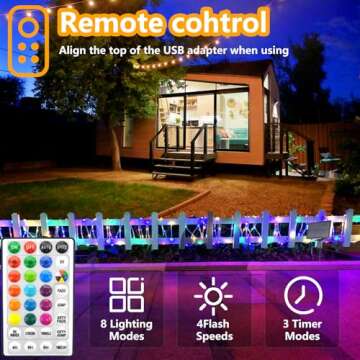 GLPE LED Rope Lights Indoor with USB Powered, 66Ft (33Ft X 2 Pack) 200 LED String Lights Outdoor with Remote,16 Color Changing Rope Lights for Outside Garden Party Wedding Christmas