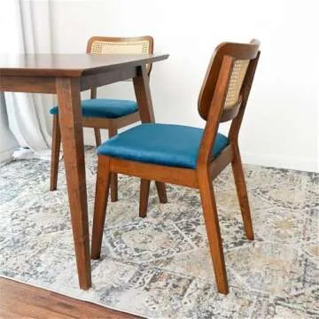 Ashcroft Furniture Co Adalbert 19.29" Velvet Dining Chair in Navy Blue (Set of 2)