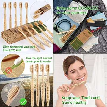 Premiumswede Bamboo Toothbrushes - Biodegradable Eco Friendly Soft Toothbrushes for Adults, Kids - Natural Wooden Toothbrushes with Soft Bristles - 10 Pcs Family Toothbrush Pack