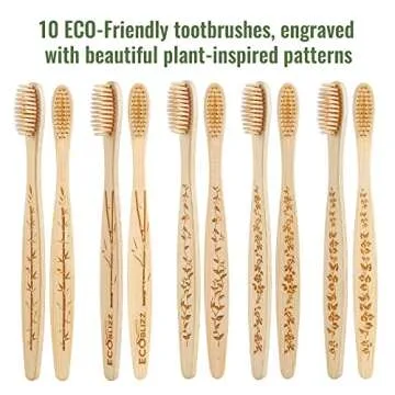 Premiumswede Bamboo Toothbrushes - Biodegradable Eco Friendly Soft Toothbrushes for Adults, Kids - Natural Wooden Toothbrushes with Soft Bristles - 10 Pcs Family Toothbrush Pack