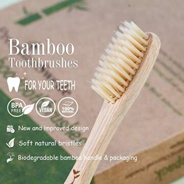 Premiumswede Bamboo Toothbrushes - Biodegradable Eco Friendly Soft Toothbrushes for Adults, Kids - Natural Wooden Toothbrushes with Soft Bristles - 10 Pcs Family Toothbrush Pack