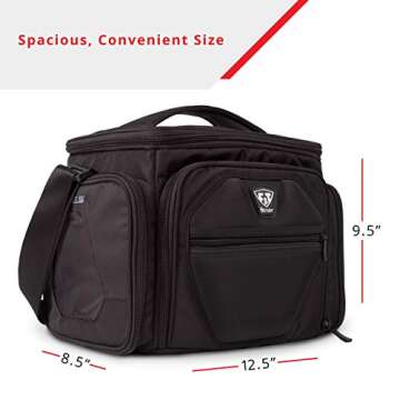 Fitmark Shield Midnight Meal Prep Insulated Bag with Portion Control Meal Containers, Reusable Ice Packs, and Vitamin Container