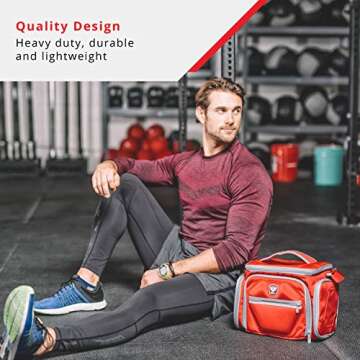 Fitmark Shield Midnight Meal Prep Insulated Bag with Portion Control Meal Containers, Reusable Ice Packs, and Vitamin Container