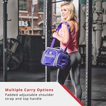 Fitmark Shield Midnight Meal Prep Insulated Bag with Portion Control Meal Containers, Reusable Ice Packs, and Vitamin Container