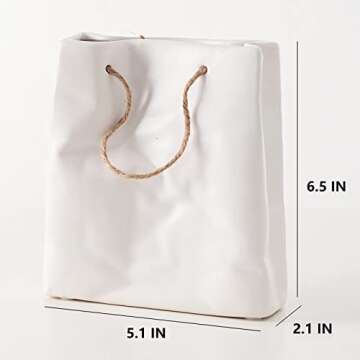 Small White Vase, White Ceramic Flower Vase for Centerpieces, Living Room Art Decor, Farmhouse Home ...