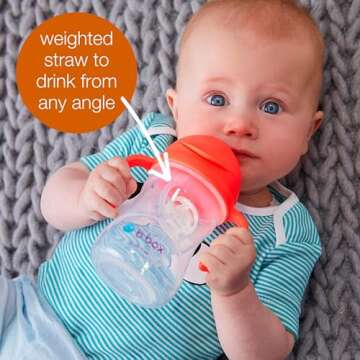 b.box Sippy Cup with Weighted Straw. Drink from any Angle, Leak Proof, Spill Proof, Easy Grip. BPA Free, Dishwasher Safe. For Babies 6m+ to Toddlers (Cobalt, 8oz)