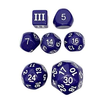 DCC Special 7 - Purple - Set of 7 Rare and Unusual RPG dice Approved for use with Dungeon Crawl Clas...