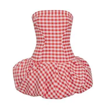 Women Peplum Tube Tops Strapless Ruffle Hem Bubble Bandeau Tops Sleeveless Off Shoulder Puffy Pleated Going Out Tops