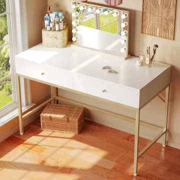 Stylish SUPERJARE Vanity Desk with Drawers - 47 Inch