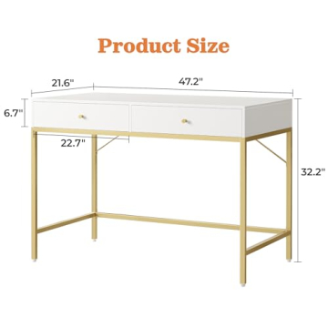 Stylish SUPERJARE Vanity Desk with Drawers - 47 Inch
