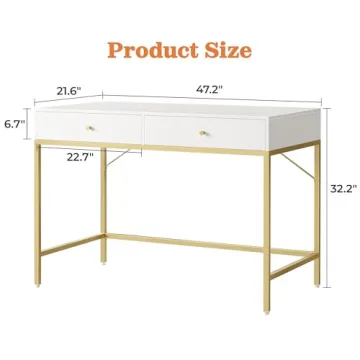 Stylish SUPERJARE Vanity Desk with Drawers - 47 Inch