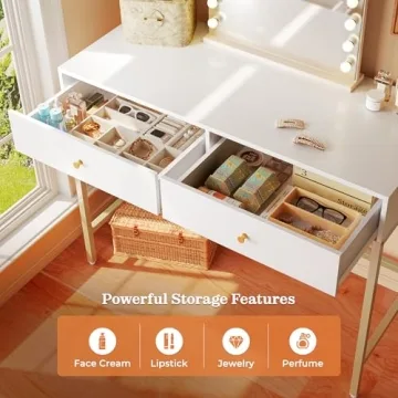 Stylish SUPERJARE Vanity Desk with Drawers - 47 Inch