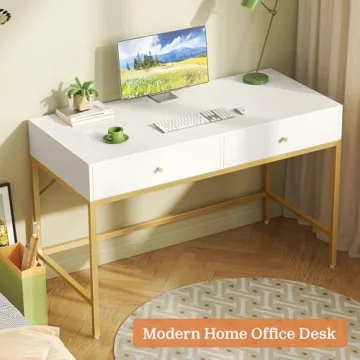 Stylish SUPERJARE Vanity Desk with Drawers - 47 Inch