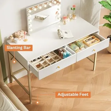 Stylish SUPERJARE Vanity Desk with Drawers - 47 Inch