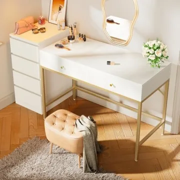 Stylish SUPERJARE Vanity Desk with Drawers - 47 Inch