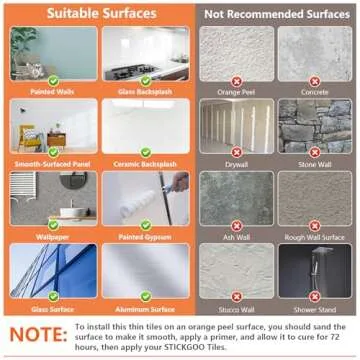 STICKGOO 10-Sheet Peel and Stick Backsplash Tiles, 12"×12"×0.04" Self Adhesive Stick on Tiles, Adhesive Backsplash Tiles for Kitchen Bathroom Laundry Room Camper (Pure White)