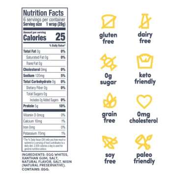 egglife egg white wraps, original, Egg White Wraps, 12 Total Wraps (2-6 Packs) - Gluten Free, Dairy Free, No Flour, Sugar Free, Keto Friendly, Paleo, Low Net Carb, Protein Packed