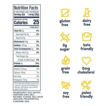 egglife egg white wraps, original, Egg White Wraps, 12 Total Wraps (2-6 Packs) - Gluten Free, Dairy Free, No Flour, Sugar Free, Keto Friendly, Paleo, Low Net Carb, Protein Packed