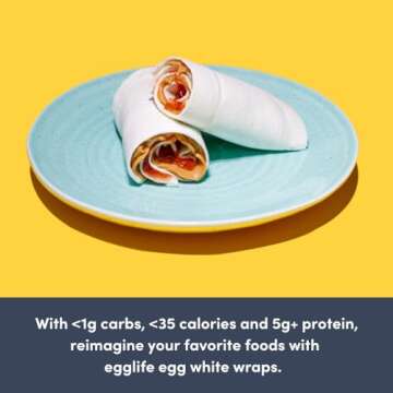 egglife egg white wraps, original, Egg White Wraps, 12 Total Wraps (2-6 Packs) - Gluten Free, Dairy Free, No Flour, Sugar Free, Keto Friendly, Paleo, Low Net Carb, Protein Packed