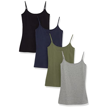 Amazon Essentials Women's Slim-Fit Camisole, Pack of 4 - Stylish, Comfortable Layering Basics