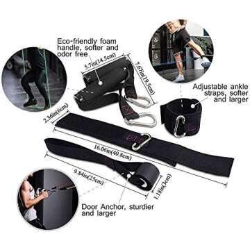 Exercise Bands with Handles, Ankle Straps, Door Anchor and Guide Book - for Men Women Home Workouts ...