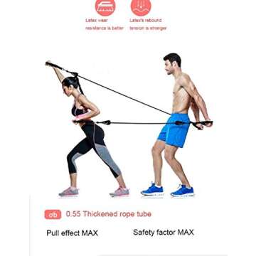 Exercise Bands with Handles, Ankle Straps, Door Anchor and Guide Book - for Men Women Home Workouts and Resistance Training - 100% Life Time Guarantee
