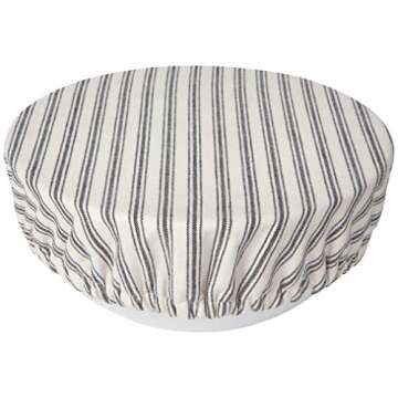Now Designs Reusable Bowl Cover to Reduce Waste, Ticking Stripe - Large & Medium | Set of 2