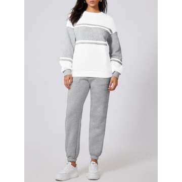 Herseas Women's Cozy Lounge Set - Stylish Color Block Joggers & Pullover