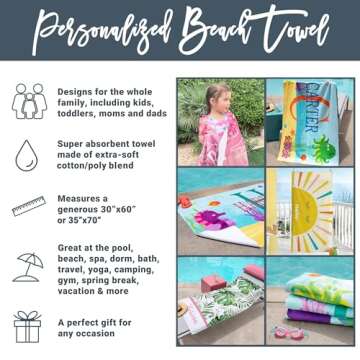 Let's Make Memories Personalized Beach Towel - Flowers - Vacation Gear - for Beach and Pool Lovers - Oversized - Customize with Name
