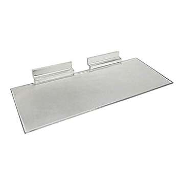 Set of 10 Clear Slatwall Shelves 10 Inches Wide x 4 Inches Deep Retail Display