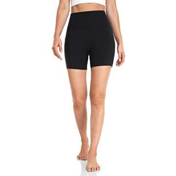 HeyNuts Women's High Waisted Biker Shorts with Side Pockets, Workout Tummy Control Yoga Leggings Run...