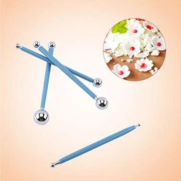 Haosie 4PCS Modeling Ball Tools, Fondant Dotting Tools, Clay Sculpting Tool Set, Double Ended, for DIY Ball Modeling