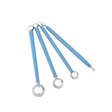 Haosie 4PCS Modeling Ball Tools, Fondant Dotting Tools, Clay Sculpting Tool Set, Double Ended, for DIY Ball Modeling