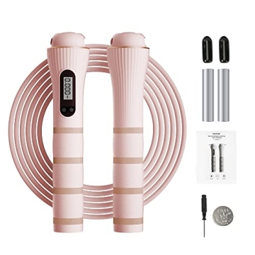 OVICX Jump Rope - Weighted Skipping Rope with Calorie Counter for Fitness