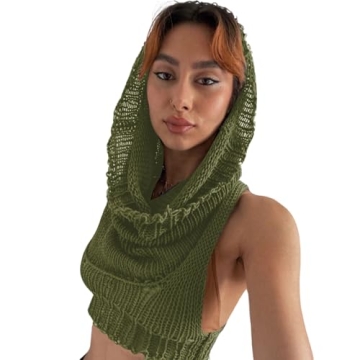 Women Knitted Hoodie Sweater Vest Sexy Sleeveless Hollow Out Hooded Crop Top Streetwear Rave Outfit
