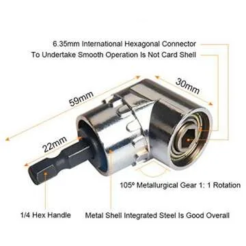 CIGOTU Impact Grade Power Hand Tools Driver Sockets Adapter Extension Set, 3Pcs 1/4 3/8 1/2" Hex Shank Drill Nut Driver Bit Set + 105 Degree Right Angle Driver Extension Screwdriver Drill Attachment