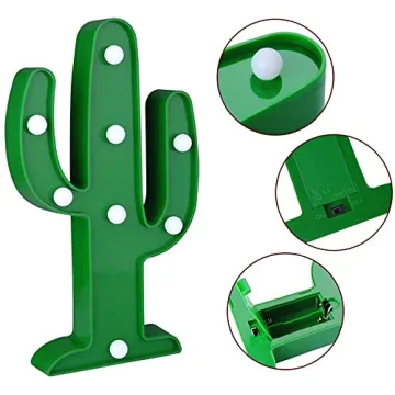 YiaMia LED Night Light LED Cactus Light Table Lamp Light for Kids' Room Bedroom Gift Party Home Decorations Green