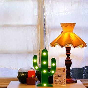 YiaMia LED Night Light LED Cactus Light Table Lamp Light for Kids' Room Bedroom Gift Party Home Decorations Green