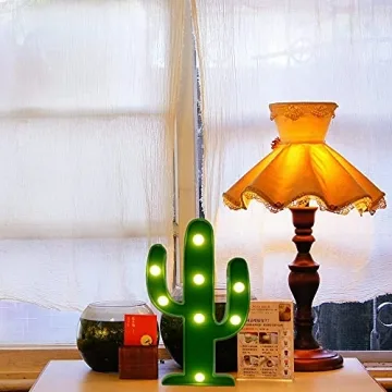 YiaMia LED Night Light LED Cactus Light Table Lamp Light for Kids' Room Bedroom Gift Party Home Decorations Green