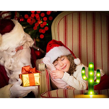 YiaMia LED Night Light LED Cactus Light Table Lamp Light for Kids' Room Bedroom Gift Party Home Decorations Green