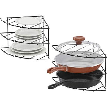 Deco Brothers Black 3-Tier Kitchen Cabinet Corner Shelf Organizer Set for Effective Storage Solution...